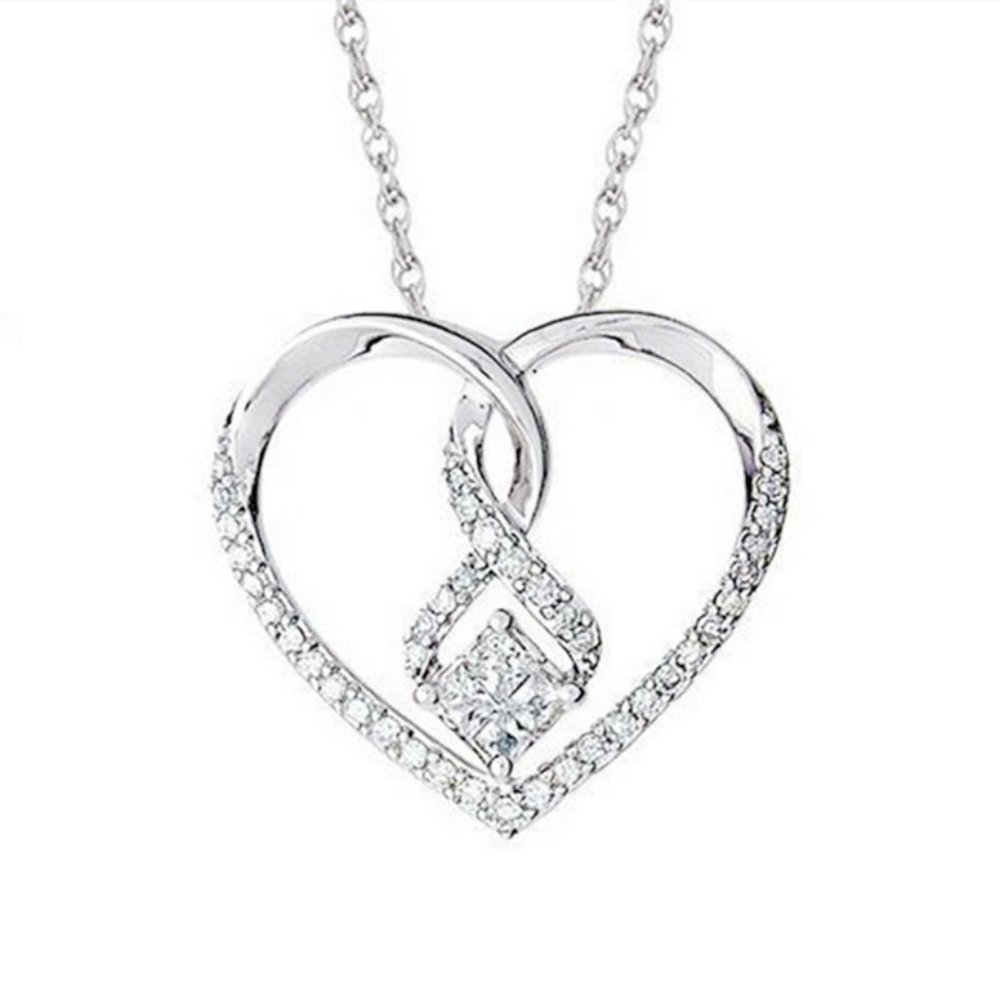 🎀 Heart Necklace Exquisite Valentine's Gifts Elegant CZ for Women, HA4597